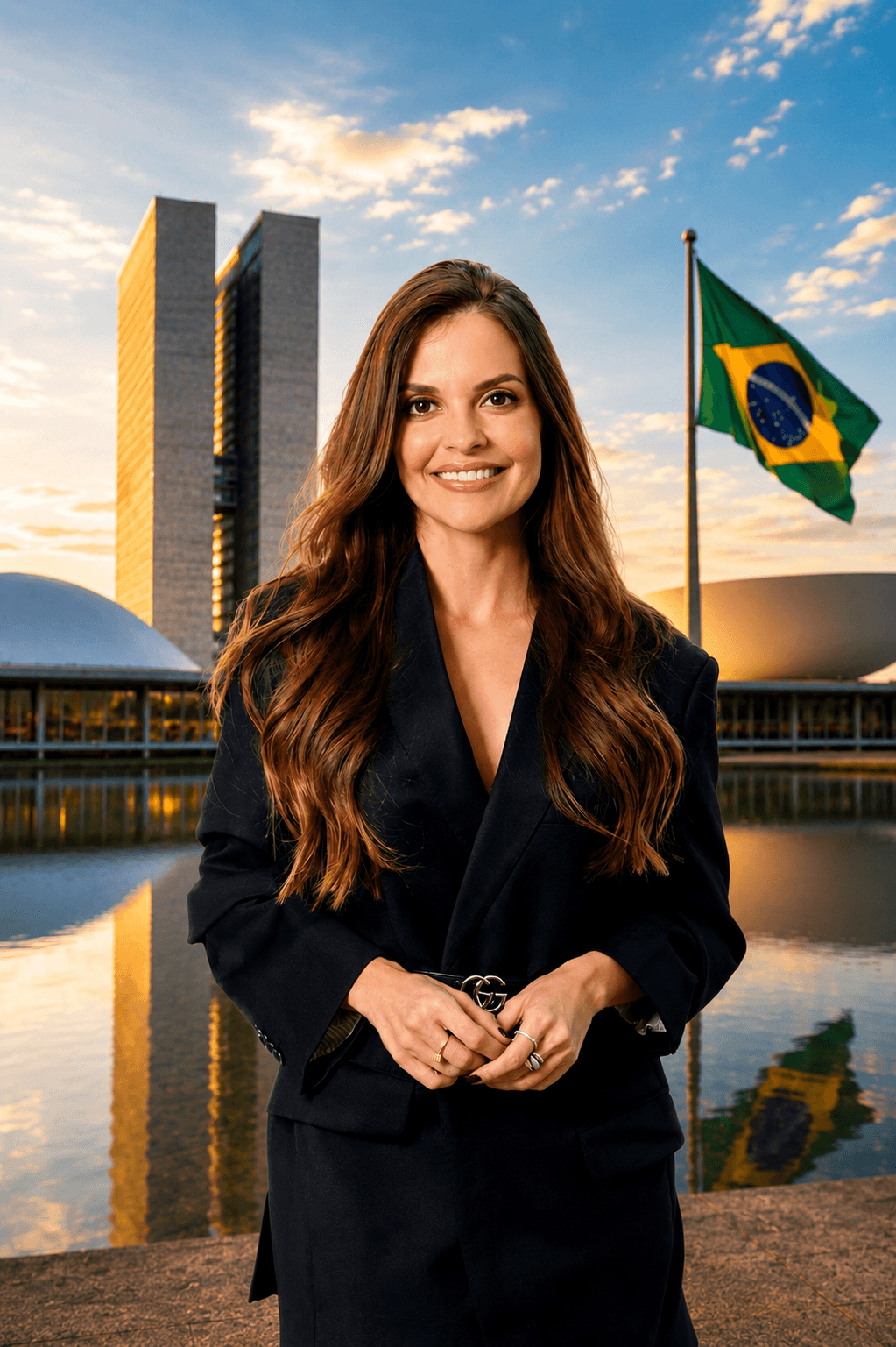 Raquel Medeiros em frente ao Congresso Nacional em Brasília